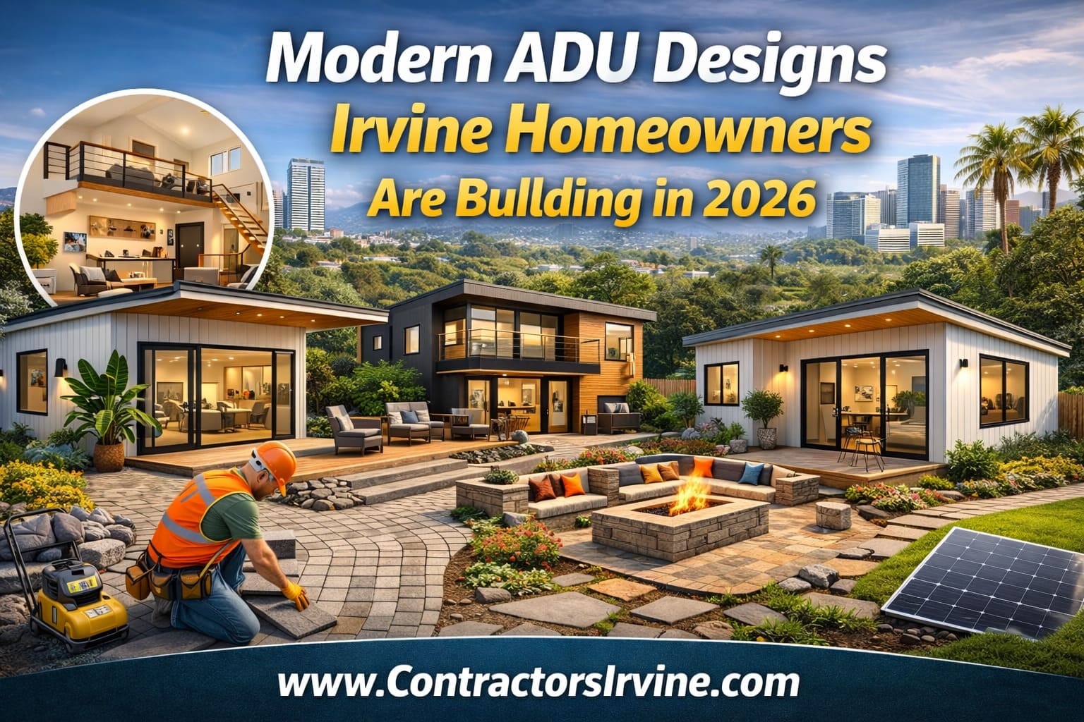 Modern ADU design in Irvine backyard featuring contemporary architecture and outdoor living space